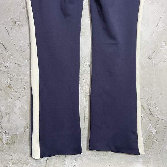 CARBON38 Flare Track Pant Size S Navy White Side Stripe Elastic Waistband HEMMED - Picture 11 of 11
